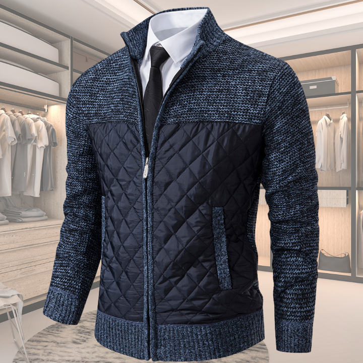 Leonard | Quilted Knit Zip Cardigan