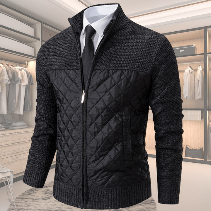 Leonard | Quilted Knit Zip Cardigan