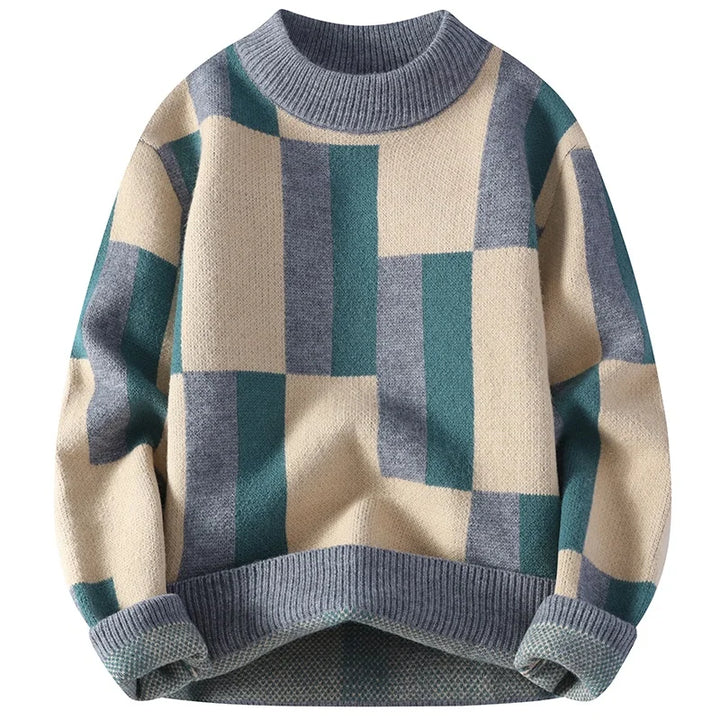 Percival | Mock Neck Checked Pattern Jumper