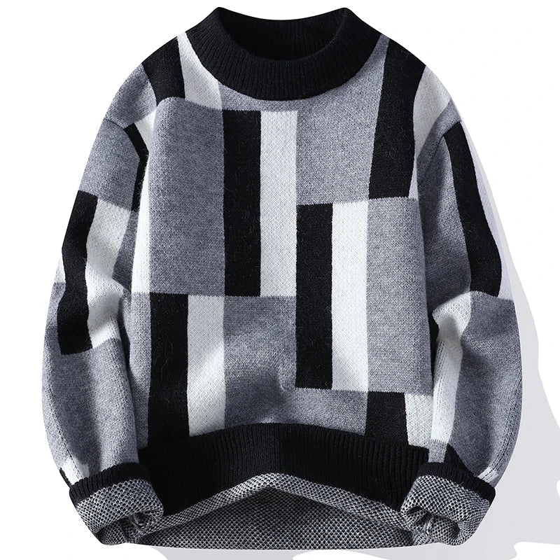 Percival | Mock Neck Checked Pattern Jumper