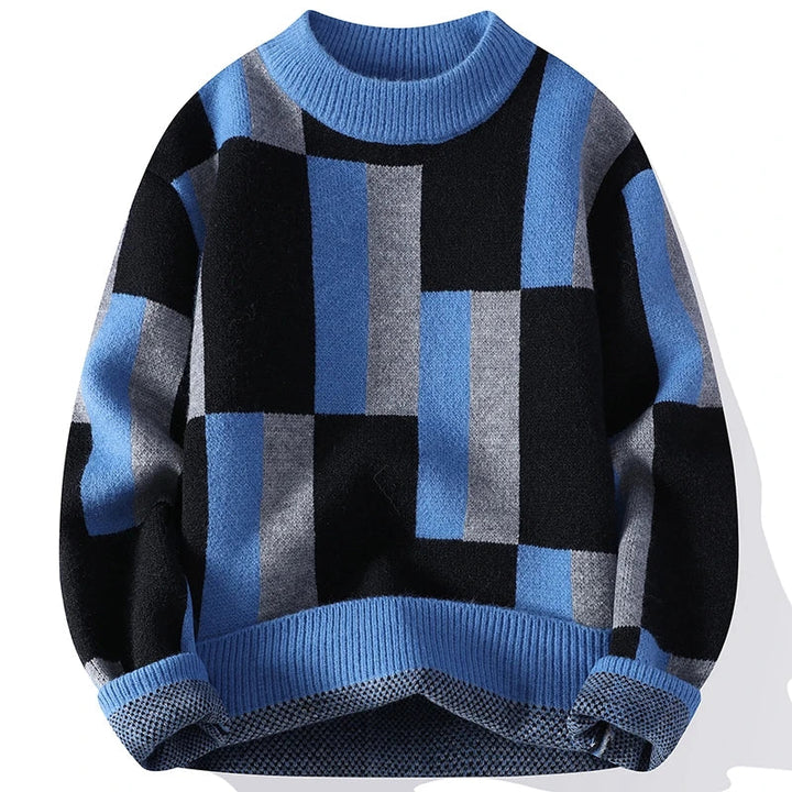 Percival | Mock Neck Checked Pattern Jumper